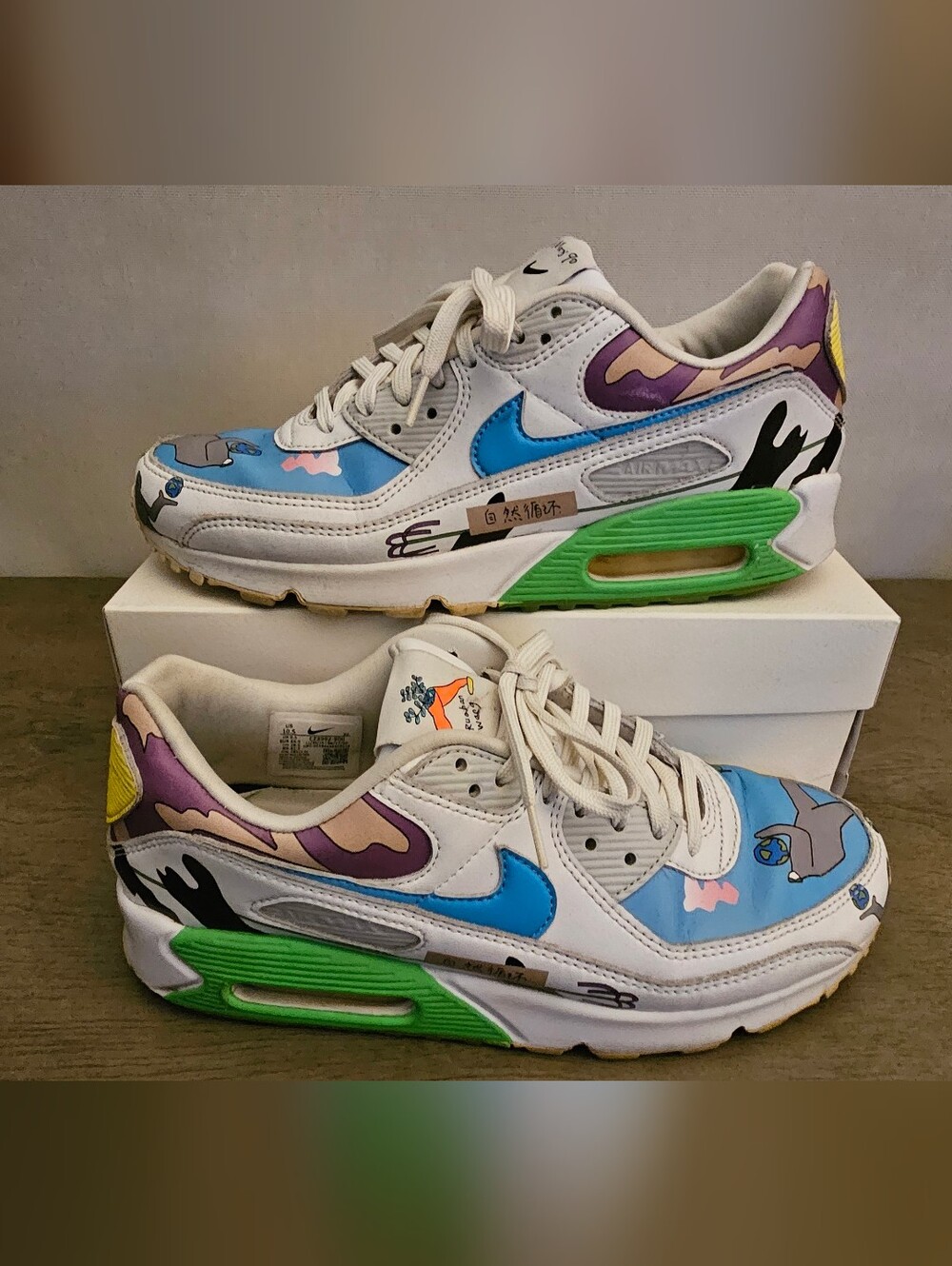 Ruohan Wang x Nike Air Max 90 Multi Sneakers - Blue, Green, Purple, White